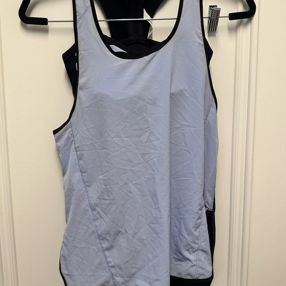 Lululemon Women's Light Blue and Black Tank Top with removable sports bra Size 4